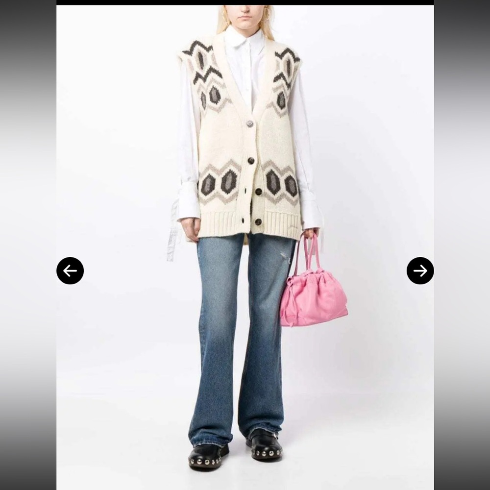 Ganni Patterned Intarsia-Knit Wool Vest - Picture 2 of 6